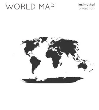 World map. Globe in loximuthal projection, plain style. Modern vector illus.. Stock Illustration
