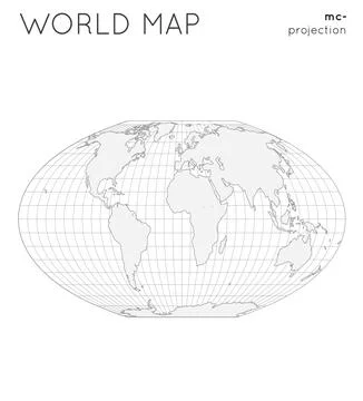 World map. Globe in mcbryde-thomas flat-polar quartic projection, with grat.. Illustrazione stock