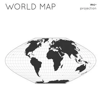 World map. Globe in mcbryde-thomas flat-polar sinusoidal projection, with g.. Illustrazione stock