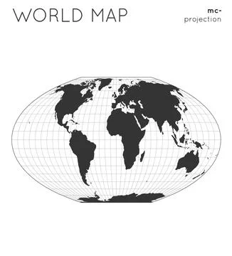 World map. Globe in mcbryde-thomas flat-polar quartic projection, with grat.. Illustrazione stock