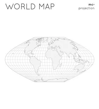World map. Globe in mcbryde-thomas flat-polar sinusoidal projection, with g.. Stockfoto's