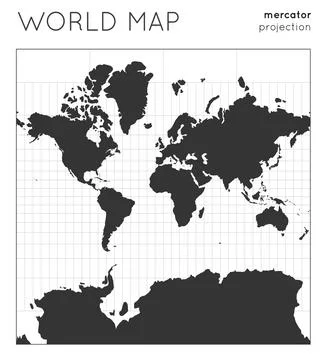 World map. Globe in mercator projection, with graticule lines style. Modern.. イラスト素材