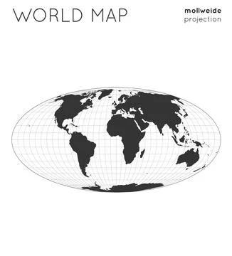 World map. Globe in mollweide projection, with graticule lines style. Moder.. 스톡 일러스트