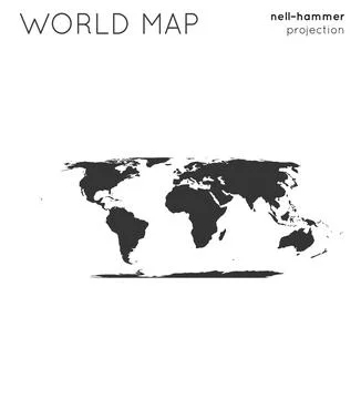 World map. Globe in nell-hammer projection, plain style. Modern vector illu.. Illustrazione stock