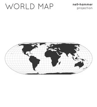 World map. Globe in nell-hammer projection, with graticule lines style. Mod.. Illustrazione stock