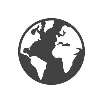 World map globe planet earth icon flat vector illustration Stock Illustration