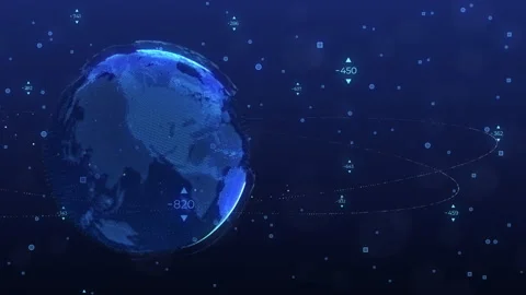 World map globe rotating with particle ring binary code fly around technology Stock Footage 130330520