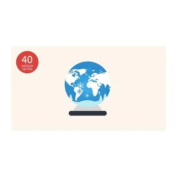 World map globe sphere flat icon global communication Stock Illustration