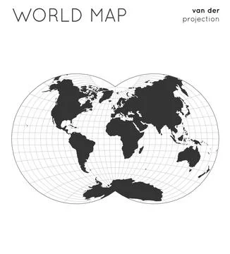 World map. Globe in van der grinten iv projection, with graticule lines sty.. Illustrazione stock