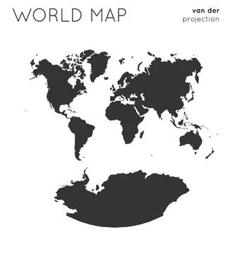 World map. Globe in van der grinten projection, plain style. Modern vector .. Stock Illustration
