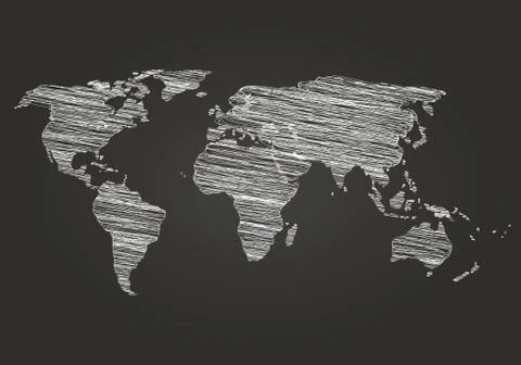 World Map Globe Vector line Sketch Stock Illustration