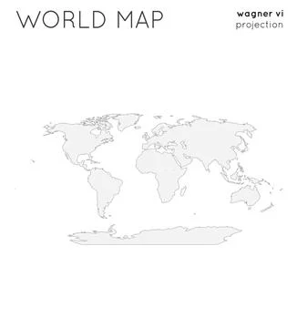World map. Globe in wagner vi projection, plain style. Outline vector illus.. イラスト素材