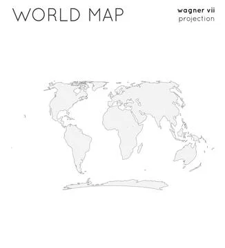 World map. Globe in wagner vii projection, plain style. Outline vector illu.. Stock Illustration