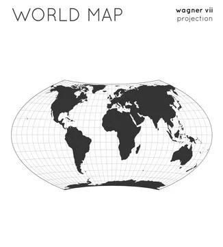 World map. Globe in wagner vii projection, with graticule lines style. Mode.. Illustrazione stock