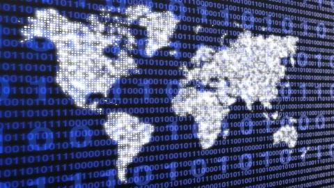 World map with glowing data centers and digital background Stock Illustration