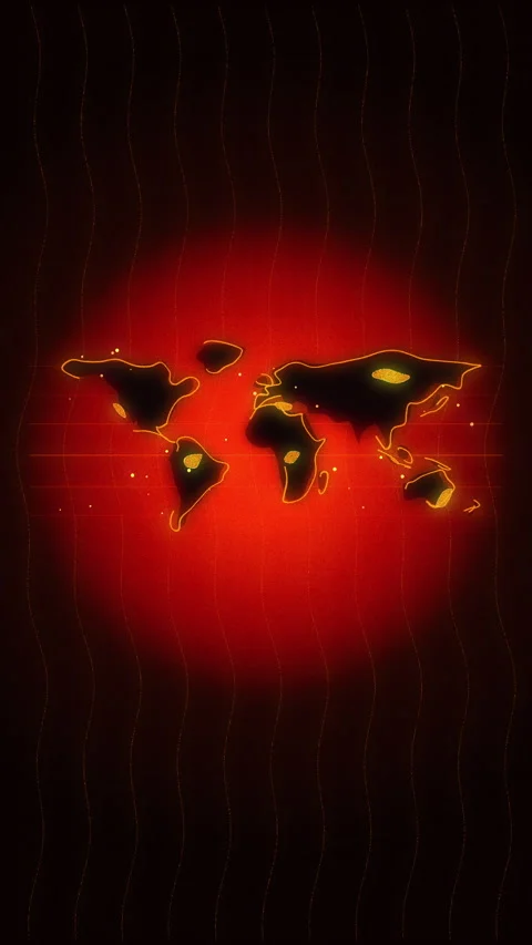 World map glowing red particles animation background loop Vidéo 346740889