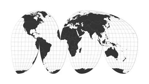 World map. Goode's interrupted Mollweide projection. Animated projection. Loo... Stock Footage 225903946