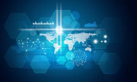 World map, graphs and other elements 스톡 일러스트