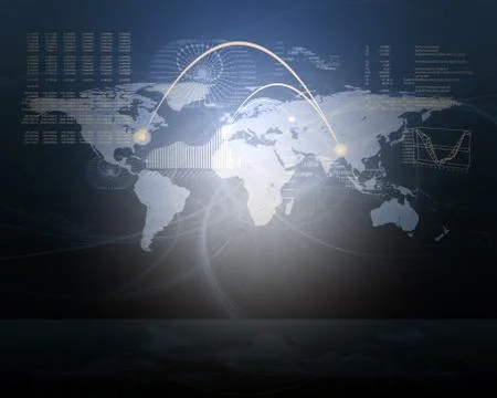 World map with graphs Stock Illustration