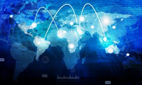 World map with graphs Stock Illustration