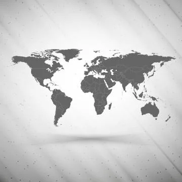 World map on gray background, grunge texture vector illustration Illustrazione stock