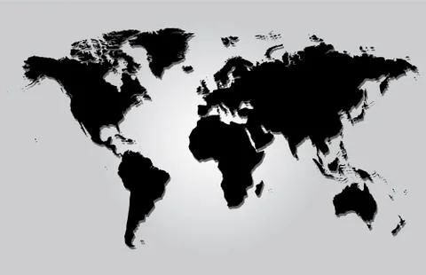 World Map gray Illustration with largest cities Stock Illustration