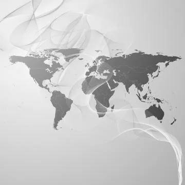 World map on the gray smoke background vector Stock Illustration