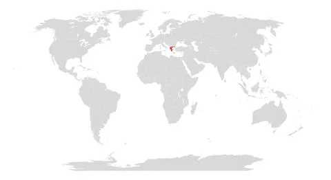 World map with Greece highlighted in red Stock Illustration
