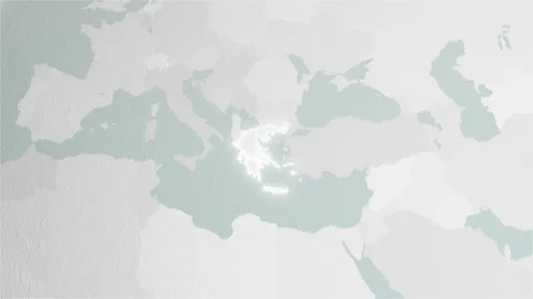 World Map Greece Zoom in Stylised Spherical White Shades 4K 60 FPS Stock Footage 272750686