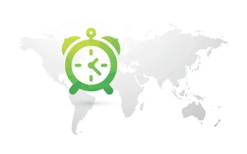 World map with green alarm clock イラスト素材