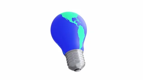 World map green and blue on light bulb.  Stock Footage 245132826