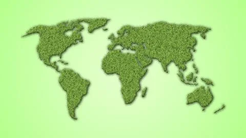 World map on a green background. Environmental style world map Stock Illustration