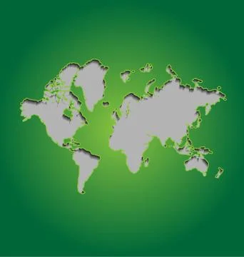 World map on green background Stock Illustration