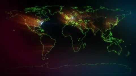 World map with green edging Stock Illustration