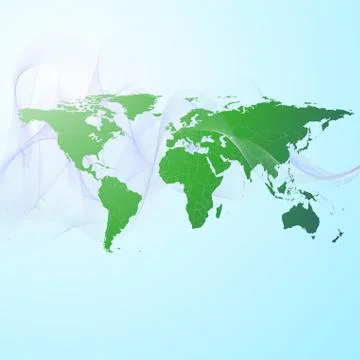 World map on the green smoke background vector Stock Illustration