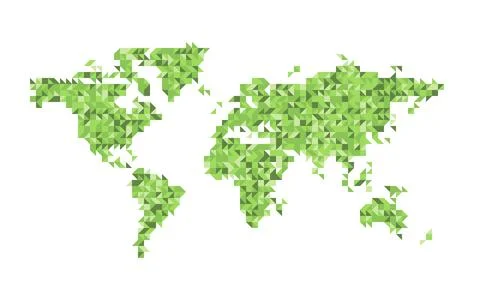 World map green triangular mosaic Illustrazione stock