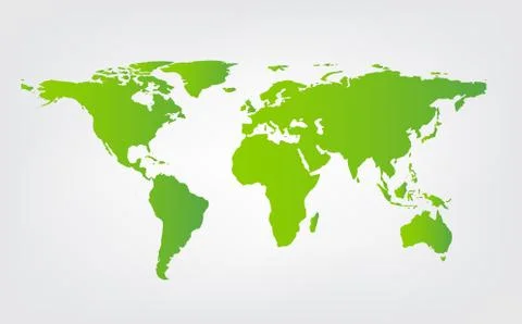 World map green vector isolated on white background Stock Illustration