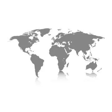 World map grey colored on a white background Stock Illustration