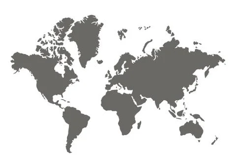 World map, grey silhouette. Flat Earth, globe, worldmap. Travel worldwide Illustrazione stock
