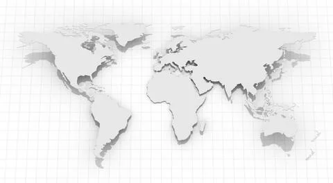 World Map on Grid Background World Map on Grid Background , This is a 3d r... Stockfoto's