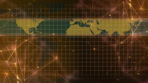 World map with grid line. Grid line world map news background. Stock Illustration