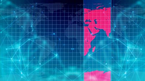 World map with grid line. Grid line world map news background. Stock Illustration