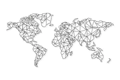 World map grid with shadow on white background Stockillustratie
