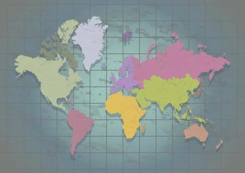 World Map With Grids Stock Illustration