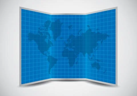 World Map With Grids Stock Illustration
