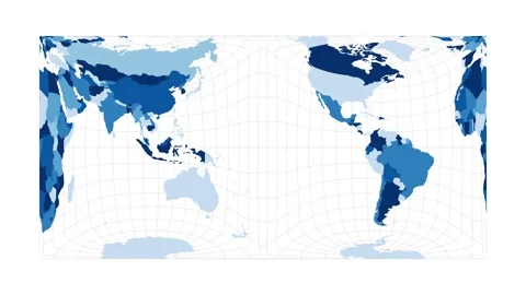 World Map. Gringorten square equal-area projection. Loopable rotating map of ... Video stock 229517428