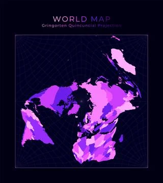 World Map. Gringorten square equal-area projection. Digital world illustrat.. Stock Illustration