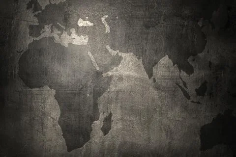 World map on grunge wall background Stock Photos