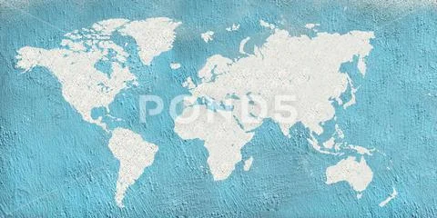 World map with grunge wall texture background . Stock Photo #135139705