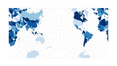 World Map. Guyou hemisphere-in-a-square projection. Loopable rotating map of ... Stock Footage 229372679
